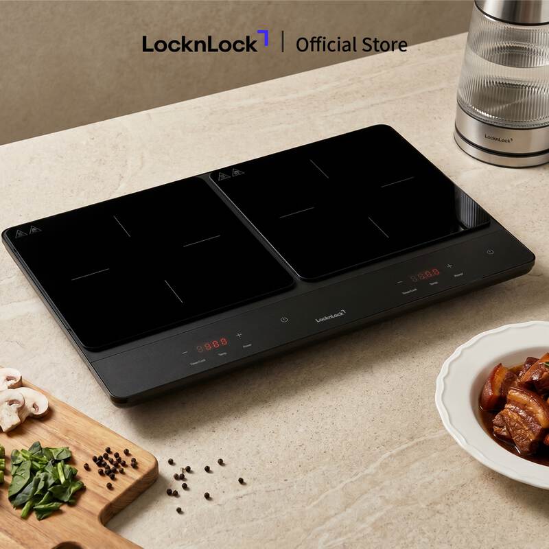 Bếp Điện Từ Đ&ocirc;i Locknlock Dual Induction Cooktop Mặt K&iacute;nh Ceramic Cao Cấp Với 10 C&ocirc;ng Suất Nấu EJI347BLK - M&agrave;u đen, , large image number null